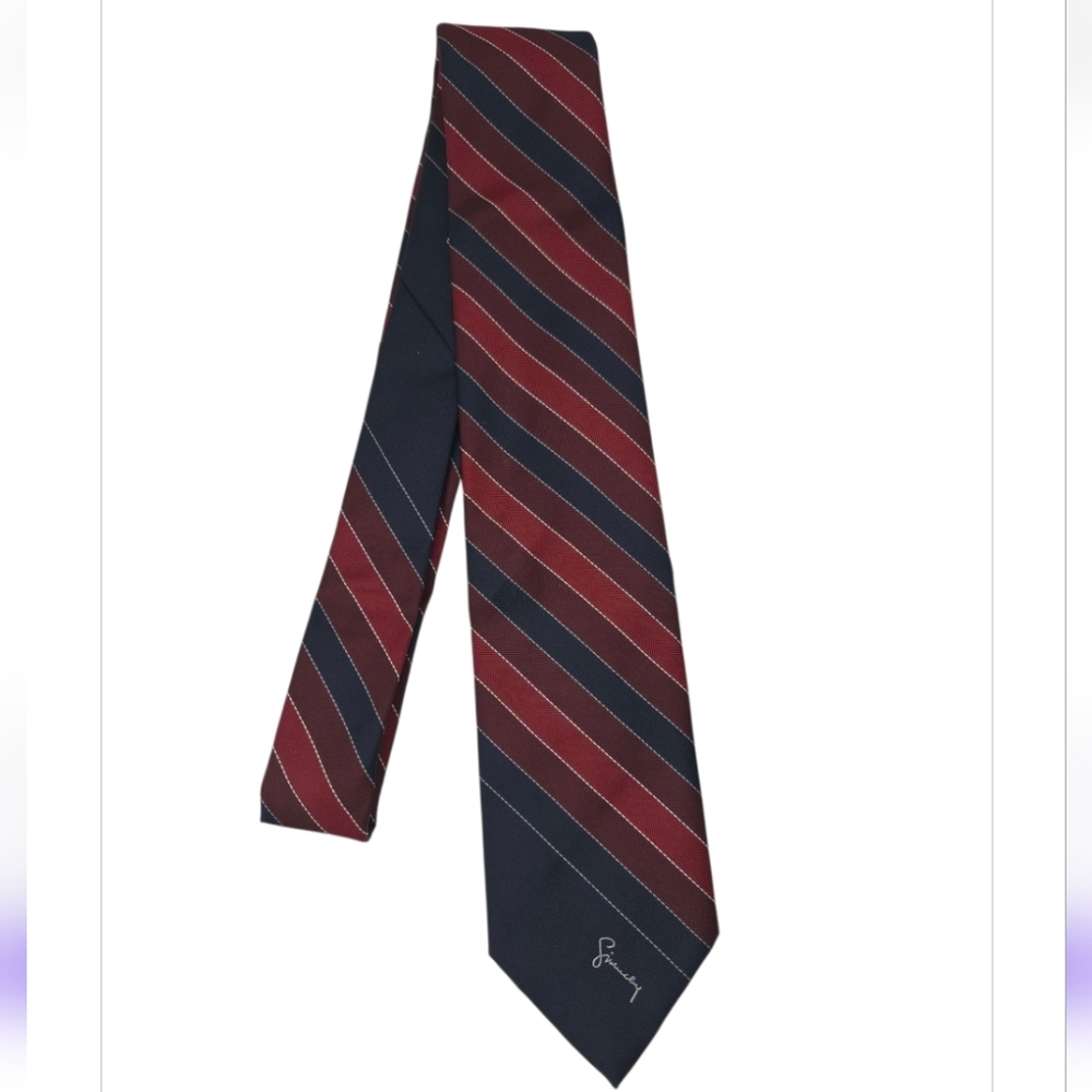 Givenchy Monsieur Vintage Navy Burgundy Striped Necktie